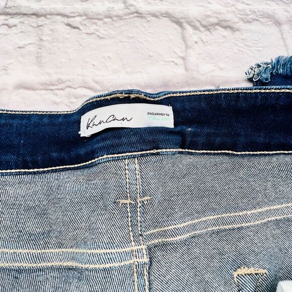 KanCan For Maurices Jeans Women's Plus 24 Dark Wash Button Fly Ripped Skinny - Picture 3 of 10